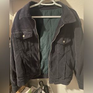 John Galt Corduroy Green/Blue Zip Up Jacket Vintage